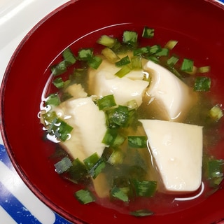 ニラ醤油で！簡単(^^)豆腐とニラの即席スープ♪